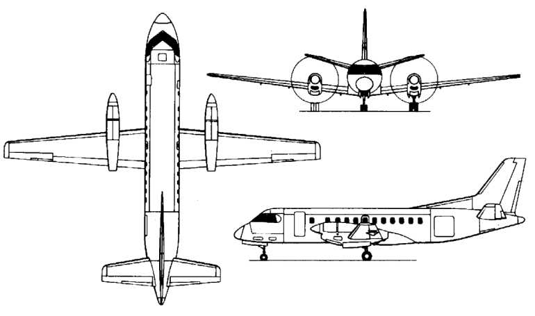 SAAB 340 SAAB OS100 SAAB S100 Argus SAAB Tp100 SAAB-FAIRCHILD SF-340 SF34 3D view
